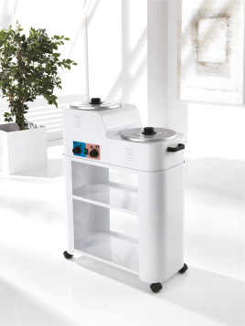 Chariot en métal à roulettes pour chauffe-cire